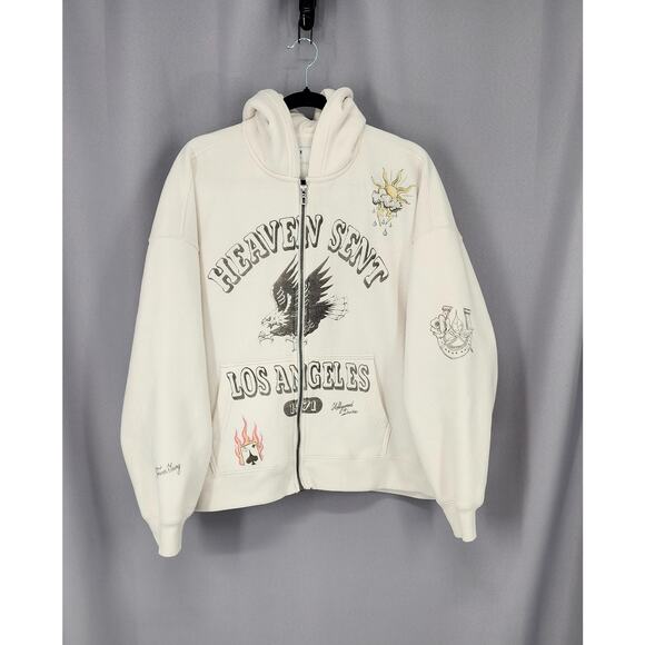Hollister Other - Hollister Hoodie Sweatshirt Mens Large White Heaven Sent Los Angeles Full Zip